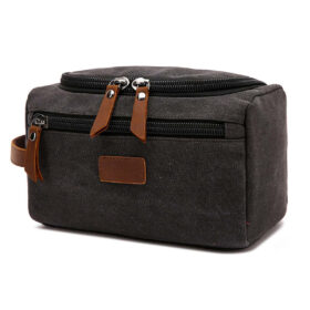 Yucka - Canvas Herren Kulturtasche mit Haken - Schwarz