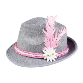 Oktoberfest Tirolerhut grau/rosa