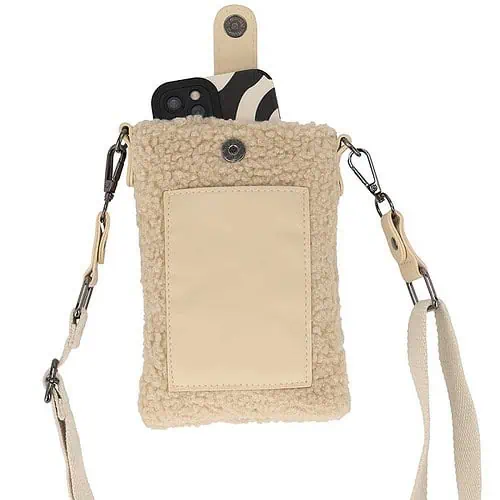 Teddy-Handytasche beige
