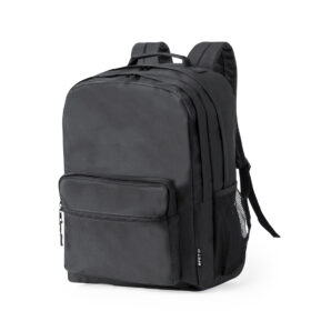 RPET Rucksack mit 5 Fächern und einem 15 Zoll Laptopfach schwarz