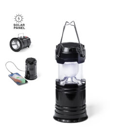 Multifunktionale Campinglampe mit Powerbank und Solarpanel - Schwarz