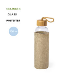 Stilvolle Glasflasche mit Jutehülle und Bambusdeckel - 500ml