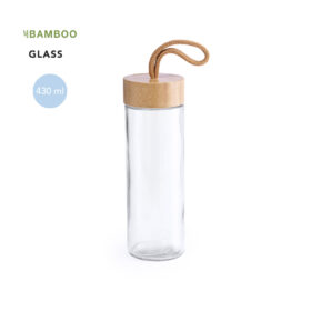 Stilvolle Trinkflasche aus Glas und Bambus - 430ml