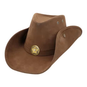 Cowboyhut mit Stern Kunstleder braun