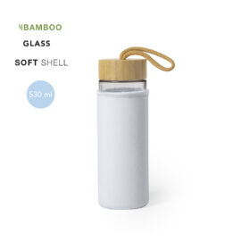 Stilvolle Trinkflasche mit Schutzhülle aus Glas und Bambus – 530ml