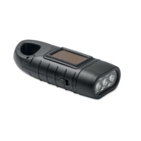 Taschenlampe mit Solarpanel und Dynamo schwarz