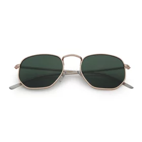 Trendige Sonnenbrille mit Ecken | grüne Spiegelgläser