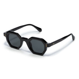 Sonnenbrille runde Ecken dickes Gestell - Schwarz