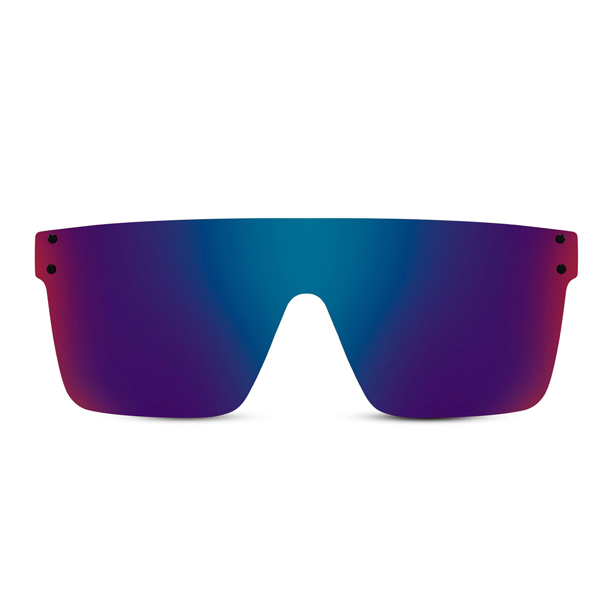 Quadratische Sonnenbrille mit randlosem Gestell – Dunkelblaue/violette Gläser – Bild 2