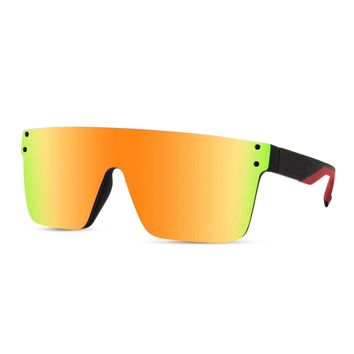 Quadratische Sonnenbrille mit randlosem Gestell – orangefarbene Gläser
