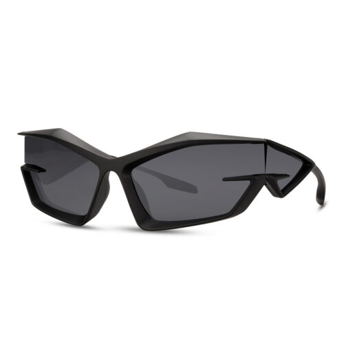 Futuristische Sonnenbrille mit Seitenlinsen – Schwarze Gläser