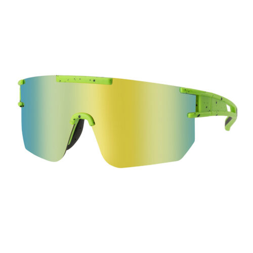 Grüne Sportsonnenbrille mit gesprenkeltem Rahmen - Multicolor-Glas