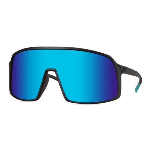 Sport-Sonnenbrille matt schwarz – Blaue Gläser