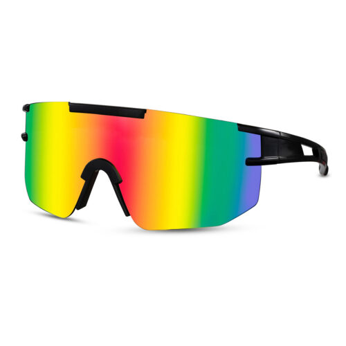 Sport-Sonnenbrille Schwarz/Grau – Multicolor-Glas