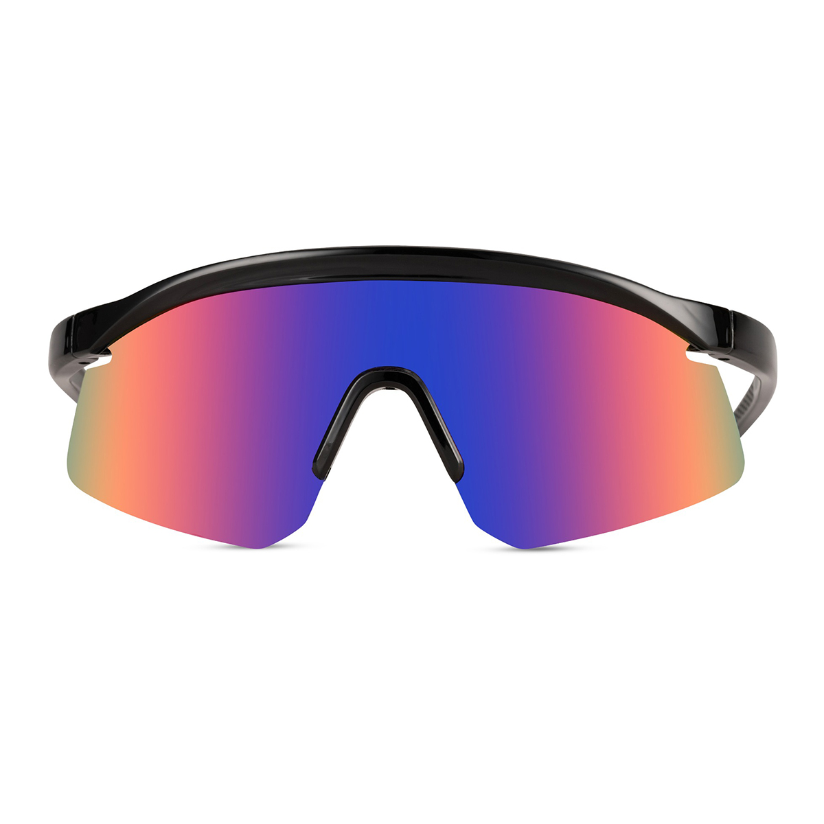 Schwarze Sportsonnenbrille mit glänzendem, halbrandlosem Gestell – Gläser in Multicolor – Bild 2