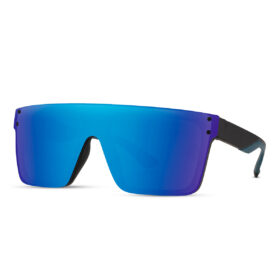 Quadratische Sonnenbrille mit randlosem Gestell - Blau/lila Gläser