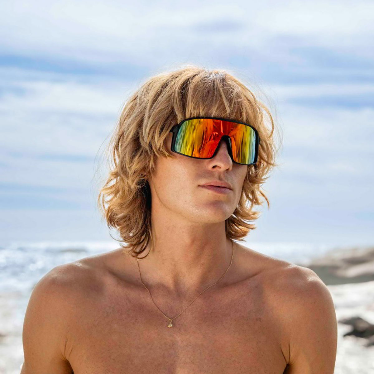 Schwarze Sport-Sonnenbrille – orange Gläser – Bild 3