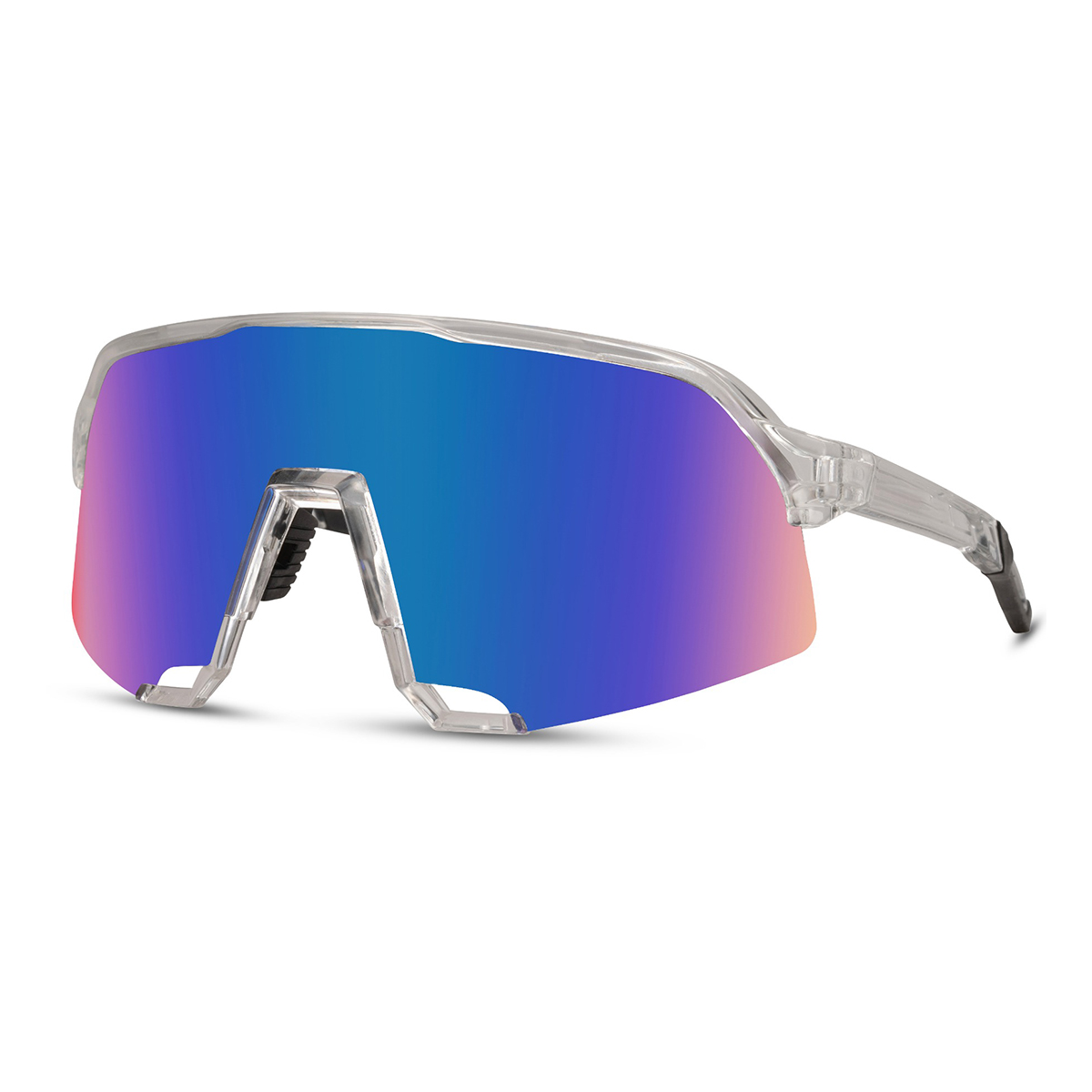 Transparente Sport-Sonnenbrille mit halbrandlosem Rahmen – Blaue Gläser