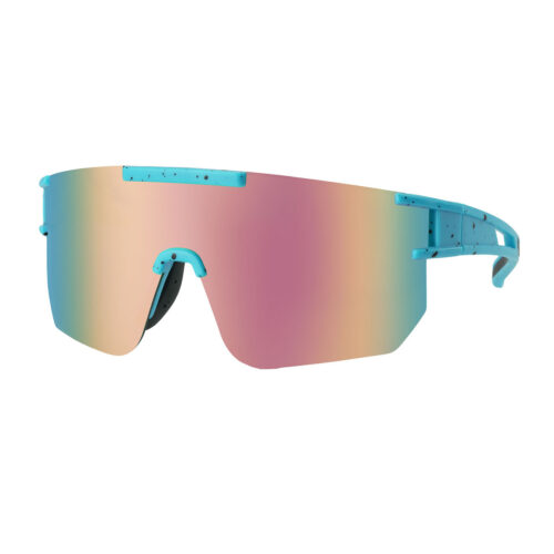 Blaue Sport-Sonnenbrille mit gesprenkeltem Gestell - Mehrfarbiges Glas