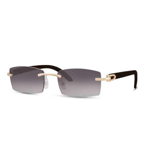 Rechteckige Sonnenbrille Gold – Schwarze Gläser