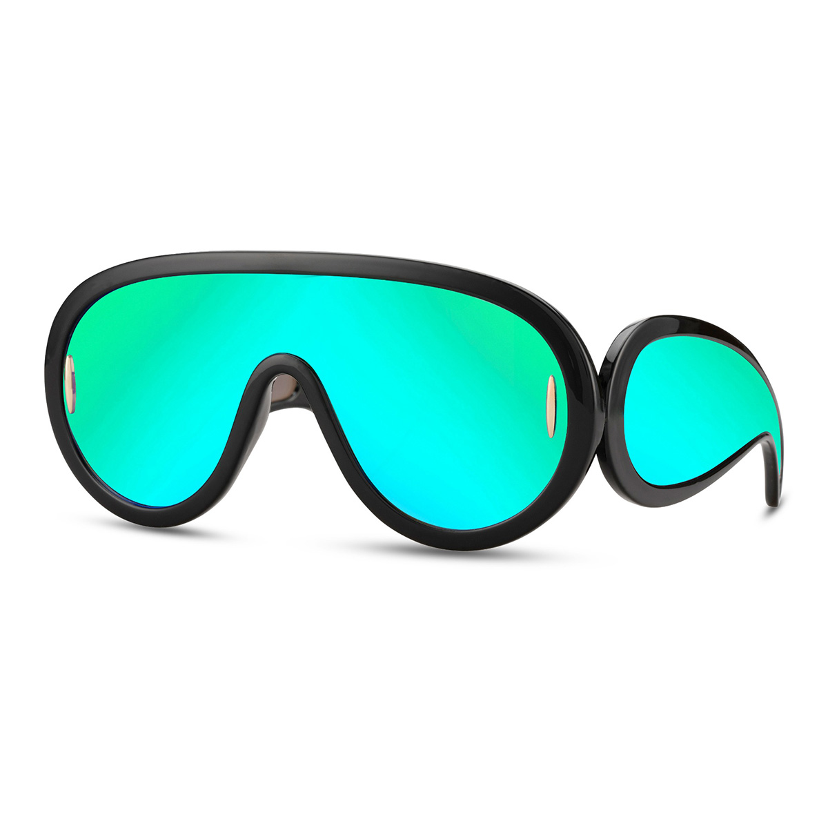 Futuristische pilotenbril met zijlenzen zwart - Groene glazen