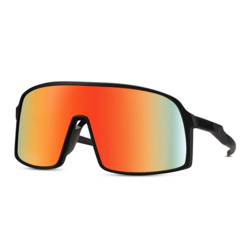 Schwarze Sport-Sonnenbrille – orange Gläser