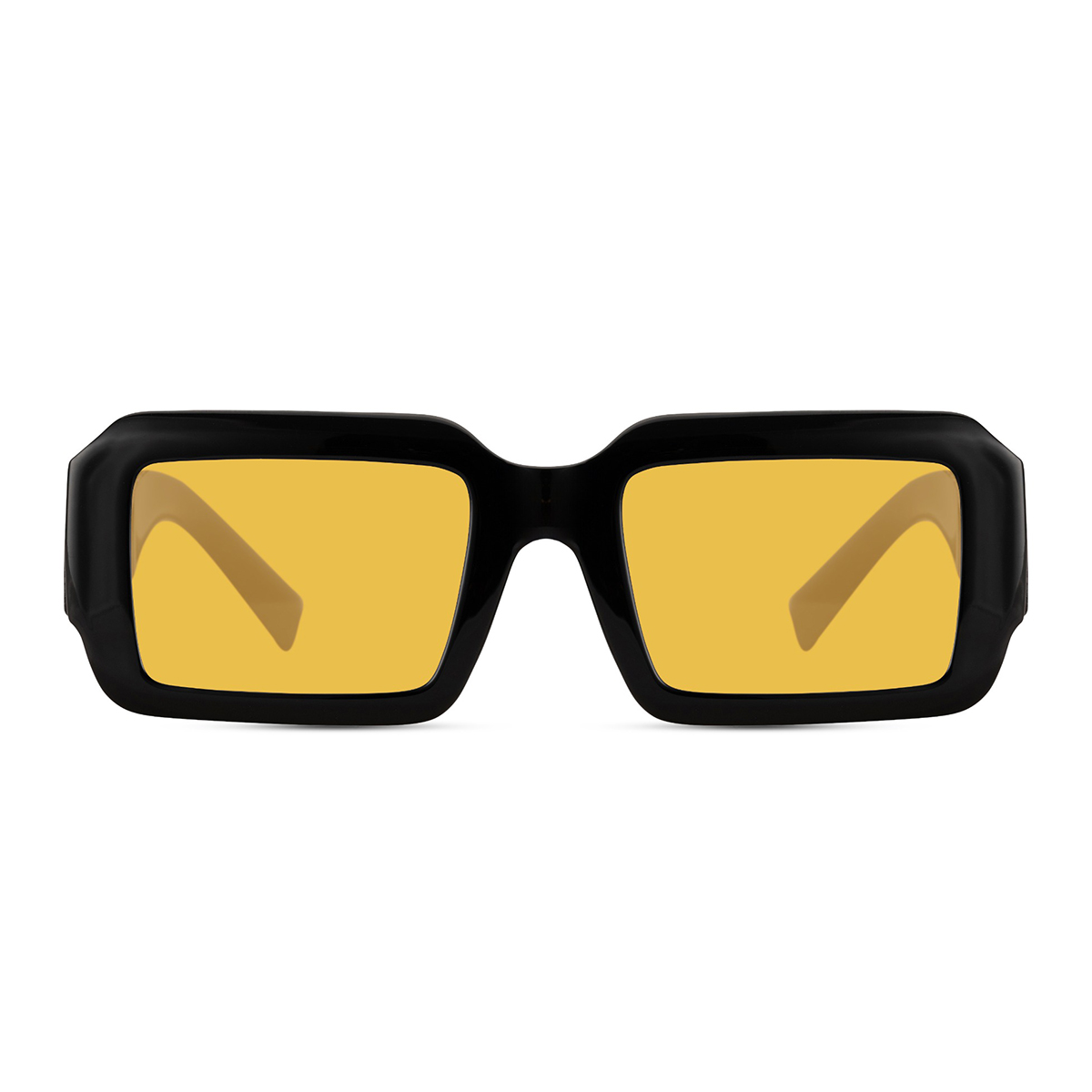 Rechteckige schwarze Sonnenbrille – Gelbe Gläser – Bild 2