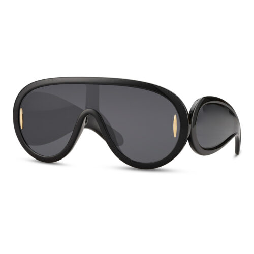 Futuristische Pilotenbrille mit Seitenlinsen – Schwarze Gläser