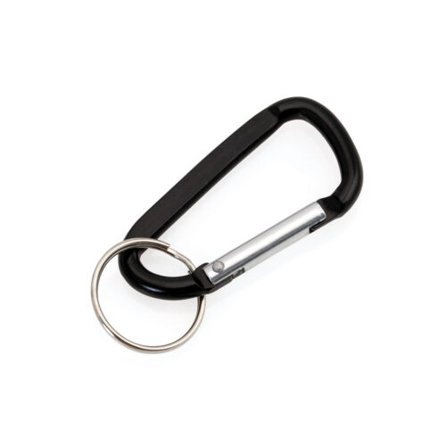 Karabiner-Schlüsselanhänger mit Schlüsselring schwarz