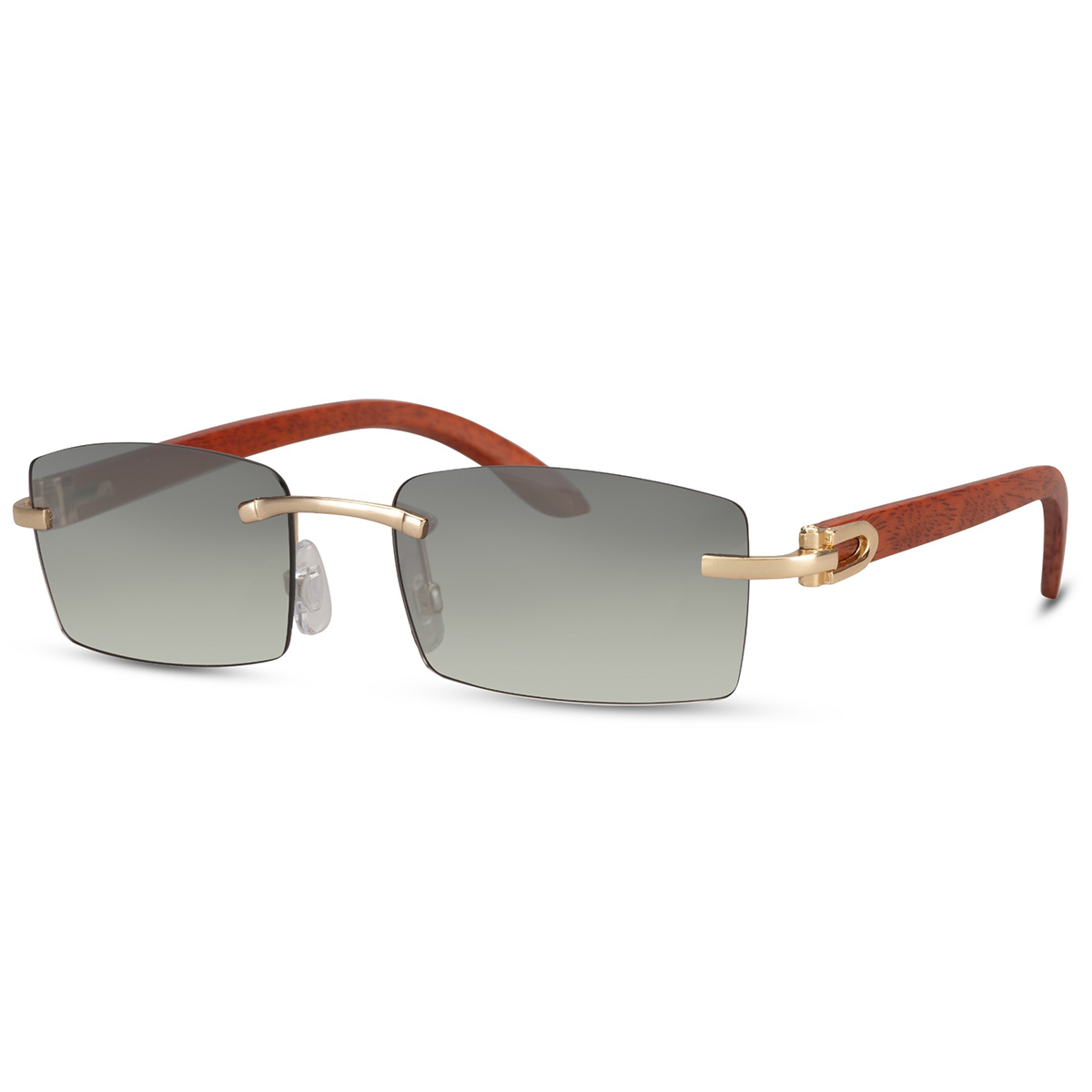 Rechteckige Sonnenbrille Gold – Grüne Gläser