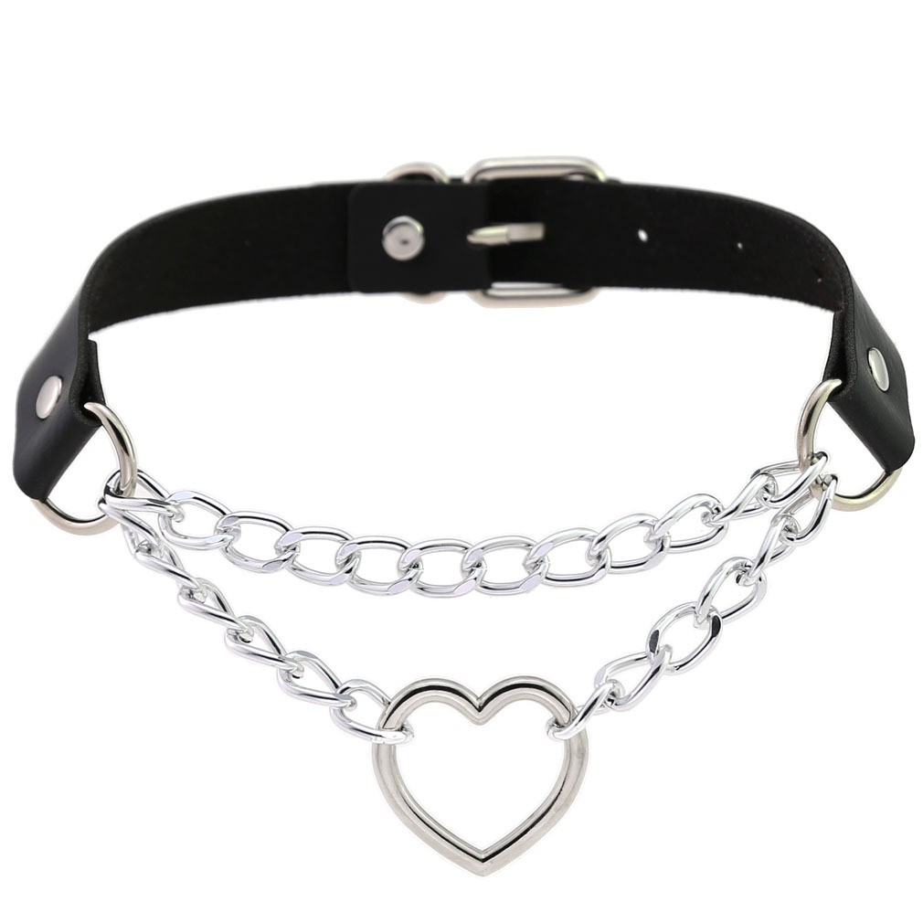 Choker mit Schnalle und herzförmigem Anhänger schwarz