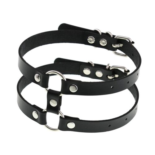 Choker mit doppeltem Band und Schnalle, schwarz