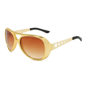 Partybrille Elvis Gold mit braunen Gläsern