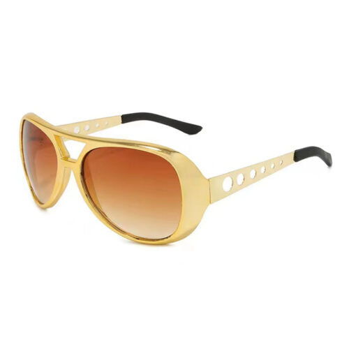 Partybrille Elvis Gold mit braunen Gläsern