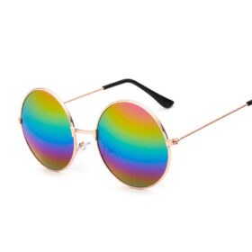 Hippie-Runde-Sonnenbrille mit Regenbogen-Spiegelgläsern