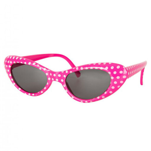 Cat-Eye-Sonnenbrille rosa mit weißen Punkten