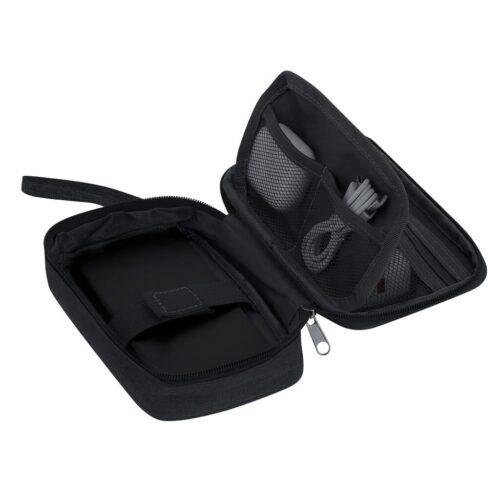 Kabel-Organizer – RPET 600D Polyester – Mehrere Fächer & Trageriemen – Nachhaltig – Schwarz