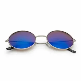 Hippie-Runde Sonnenbrille | Blaue Spiegellinsen