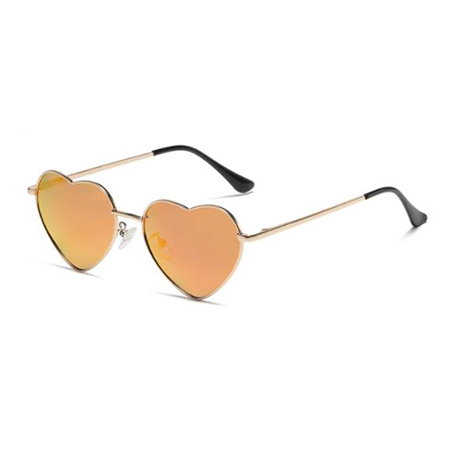 Herz-Sonnenbrille mit orangefarbenen Gläsern