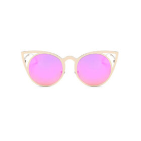 Runde Sonnenbrille mit Katzenohren rosa/gold