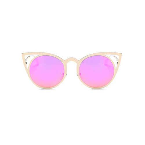 Runde Sonnenbrille mit Katzenohren rosa/gold
