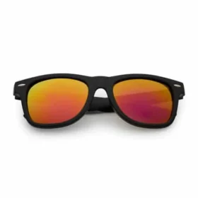 Klassische Sonnenbrille matt schwarz | orangene Spiegelgläser
