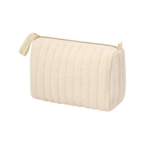 Toilettasche / Etui aus recycelter Baumwolle – Gestepptes Design mit Futter – Mit Reißverschluss