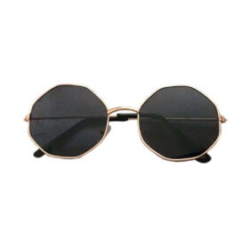 Sonnenbrille mit runden Ecken gold | Schwarze Gläser