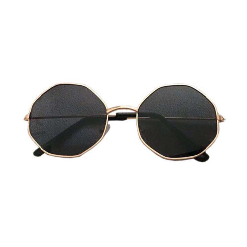 Sonnenbrille mit runden Ecken gold | Schwarze Gläser
