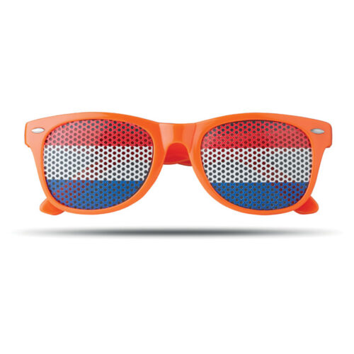 Pinhole-Sonnenbrille Orange mit niederländischer Flagge