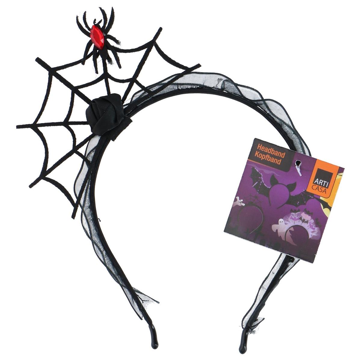Halloween Haarreif Spinnennetz mit Spinne schwarz – Bild 2