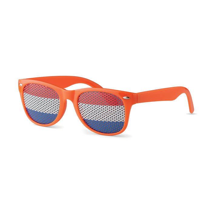 Pinhole-Sonnenbrille Orange mit niederländischer Flagge – Bild 2