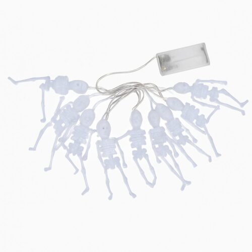 Halloween Skelett-Girlande mit LED-Beleuchtung – 150 cm – Weiß