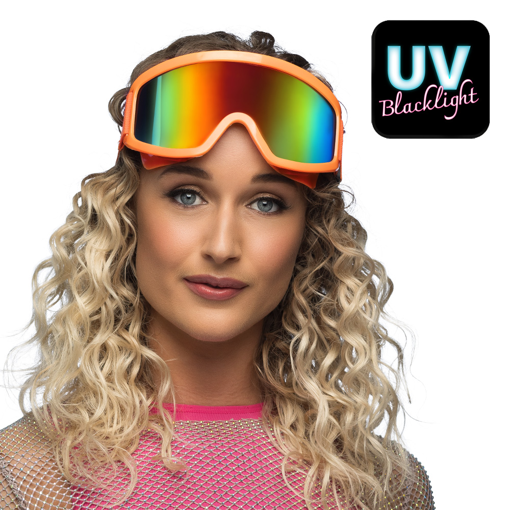 Party Skibrille UV Blacklight – Verstellbare Partybrille – Neon Orange – Bild 2